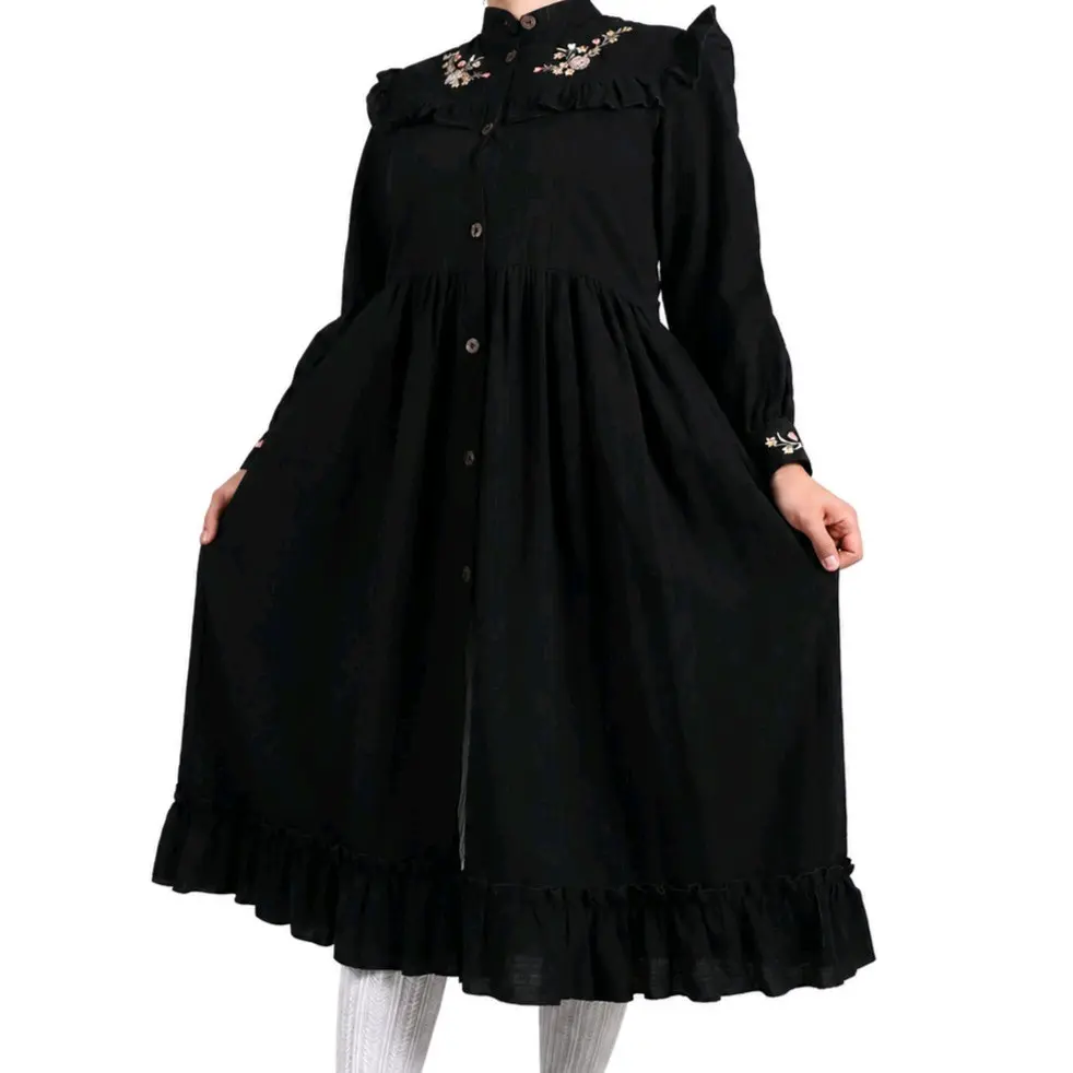 مانتو بلند چین دار دخترانه کد ۳۷۰۶