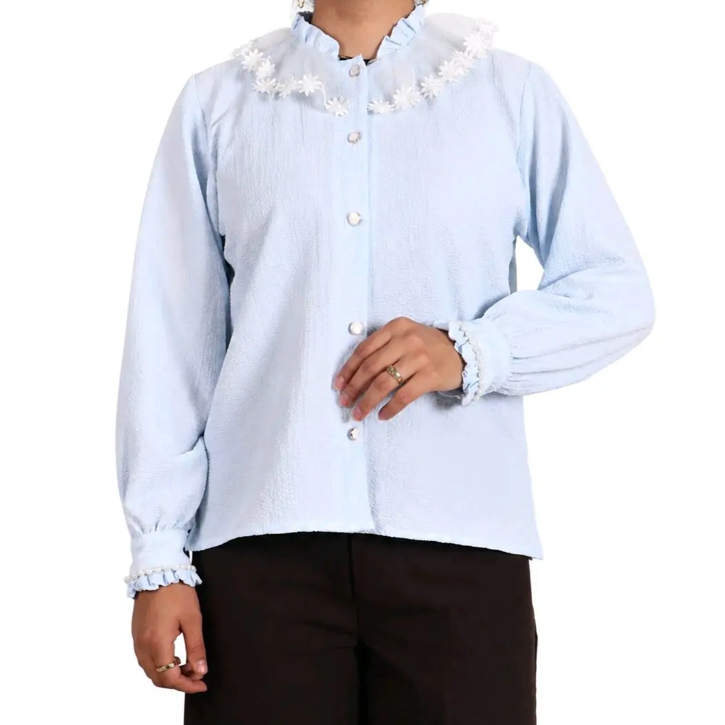 شومیز یقه گل دخترانه کد 3733