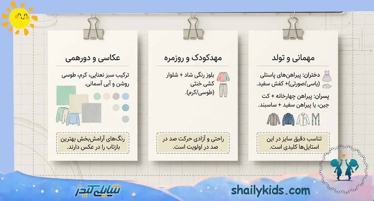 انتخاب رنگ لباس کودک برای موقعیت های مختلف