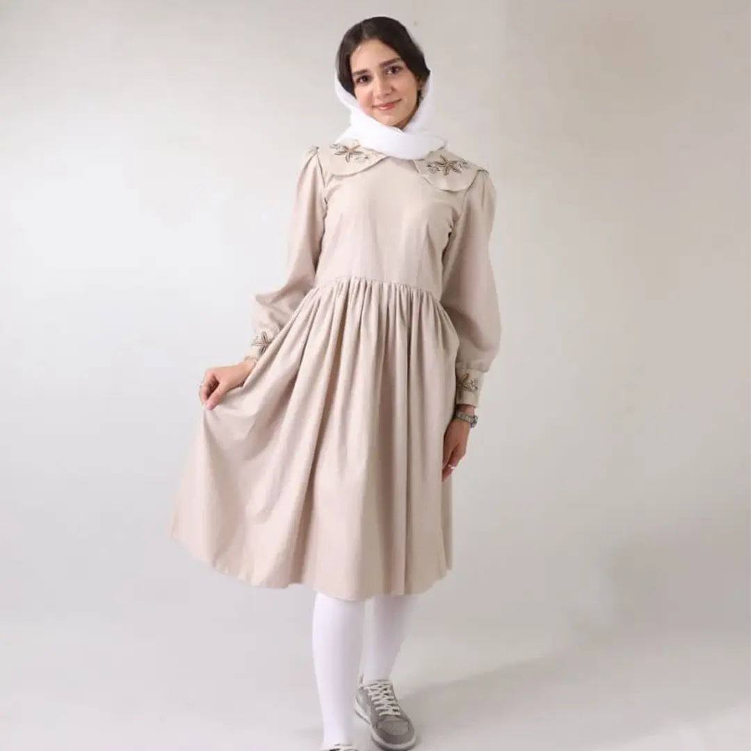 سارافون یقه گل کتان