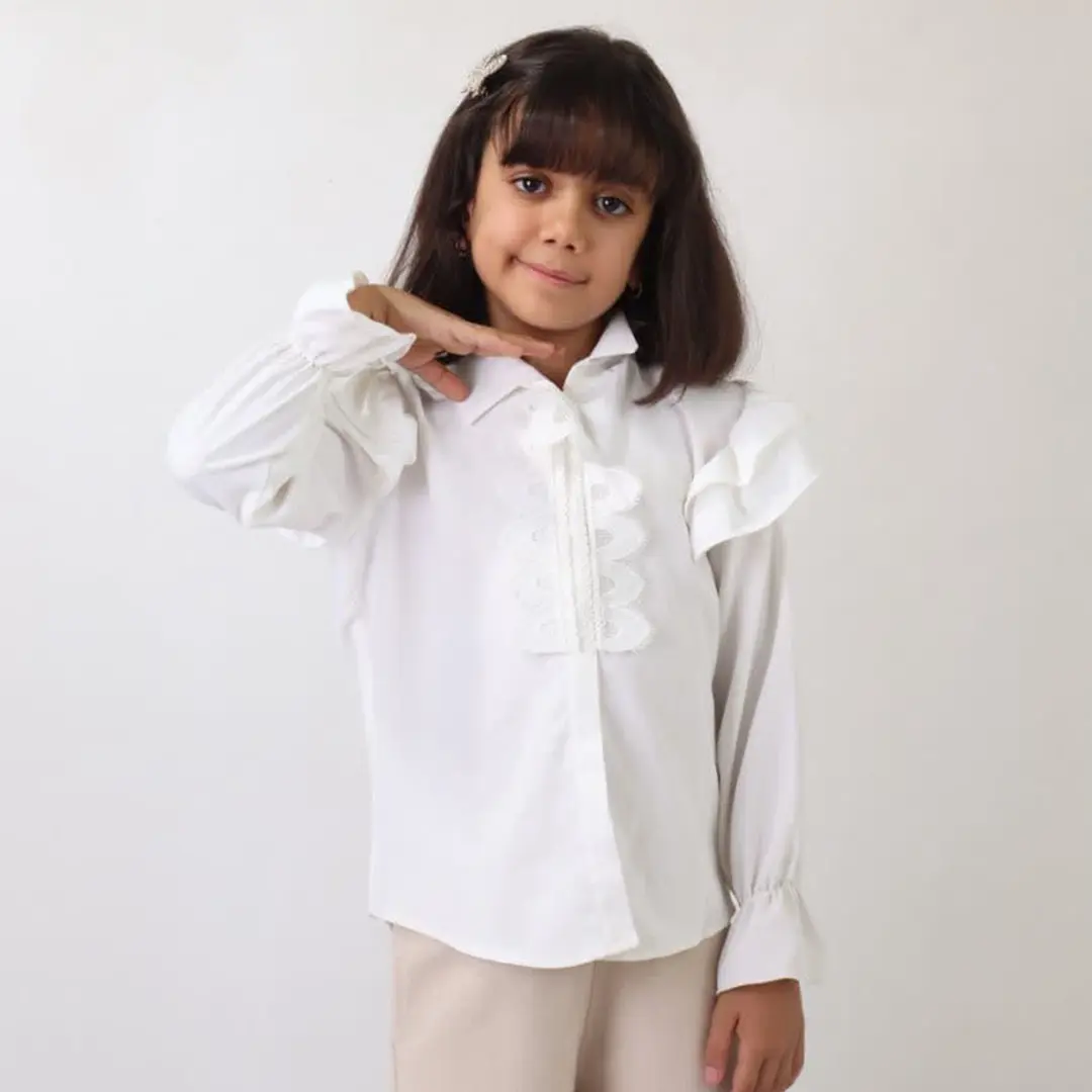 شومیز سفید دخترانه مجلسی