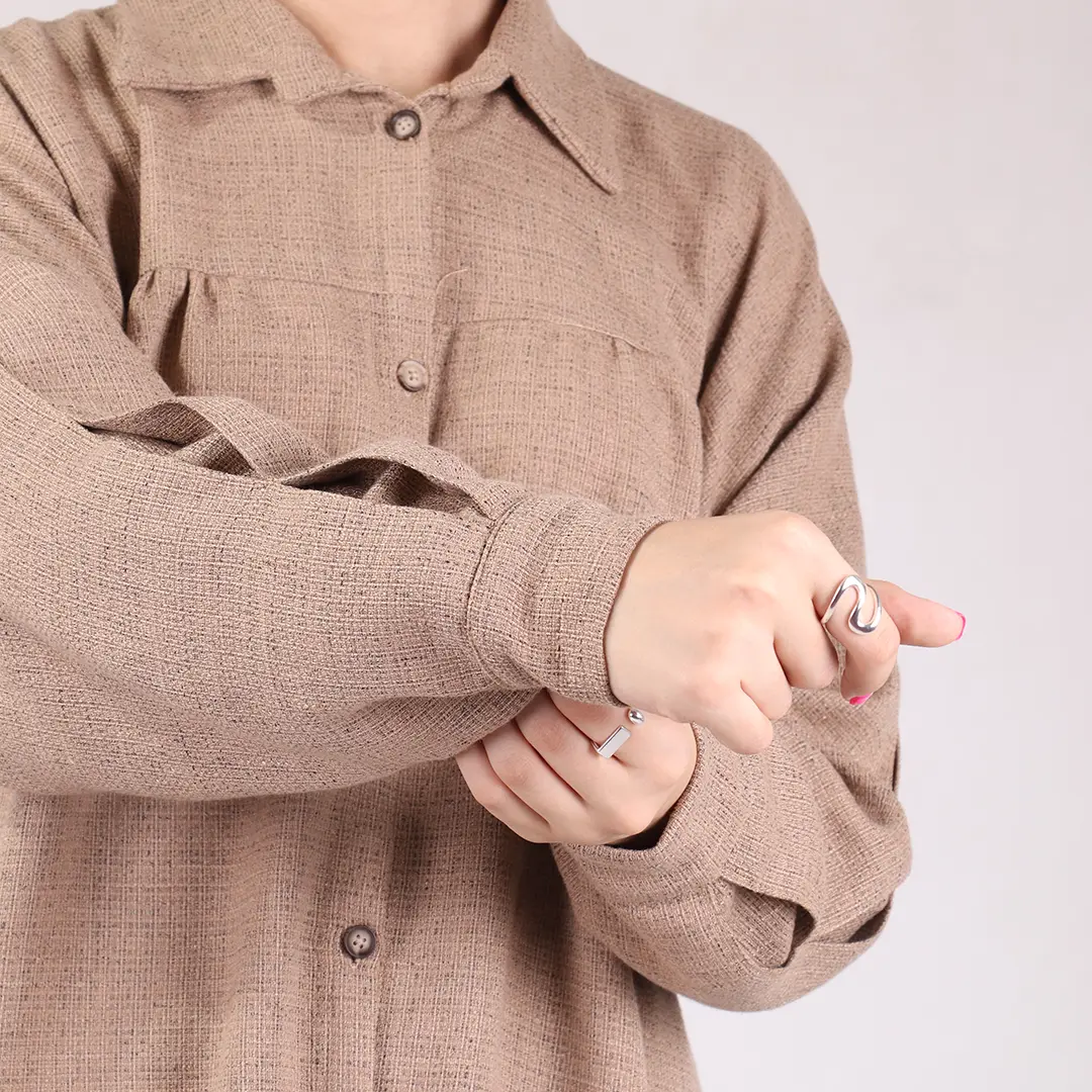 شومیز مانتویی دخترانه قهوه ای