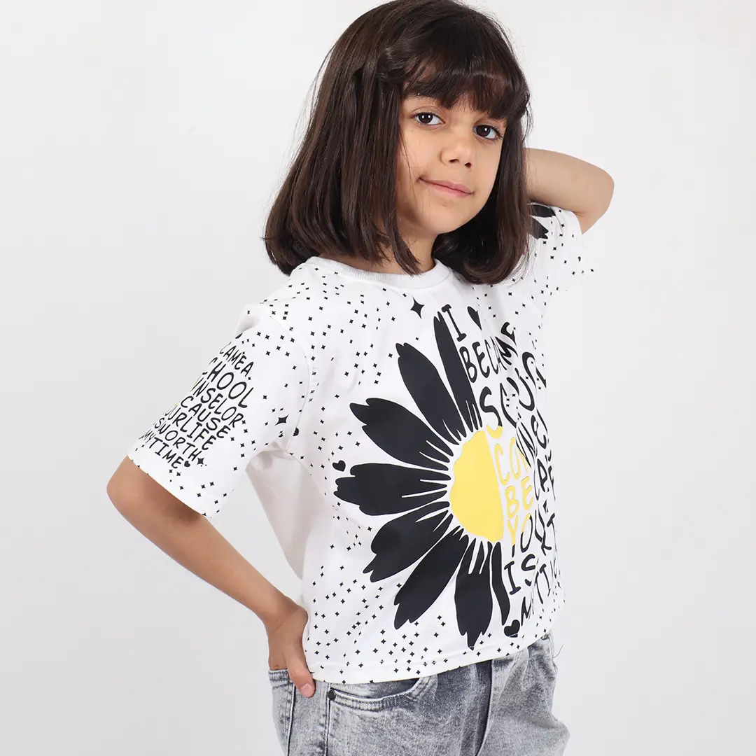تیشرت دخترانه طرح گل