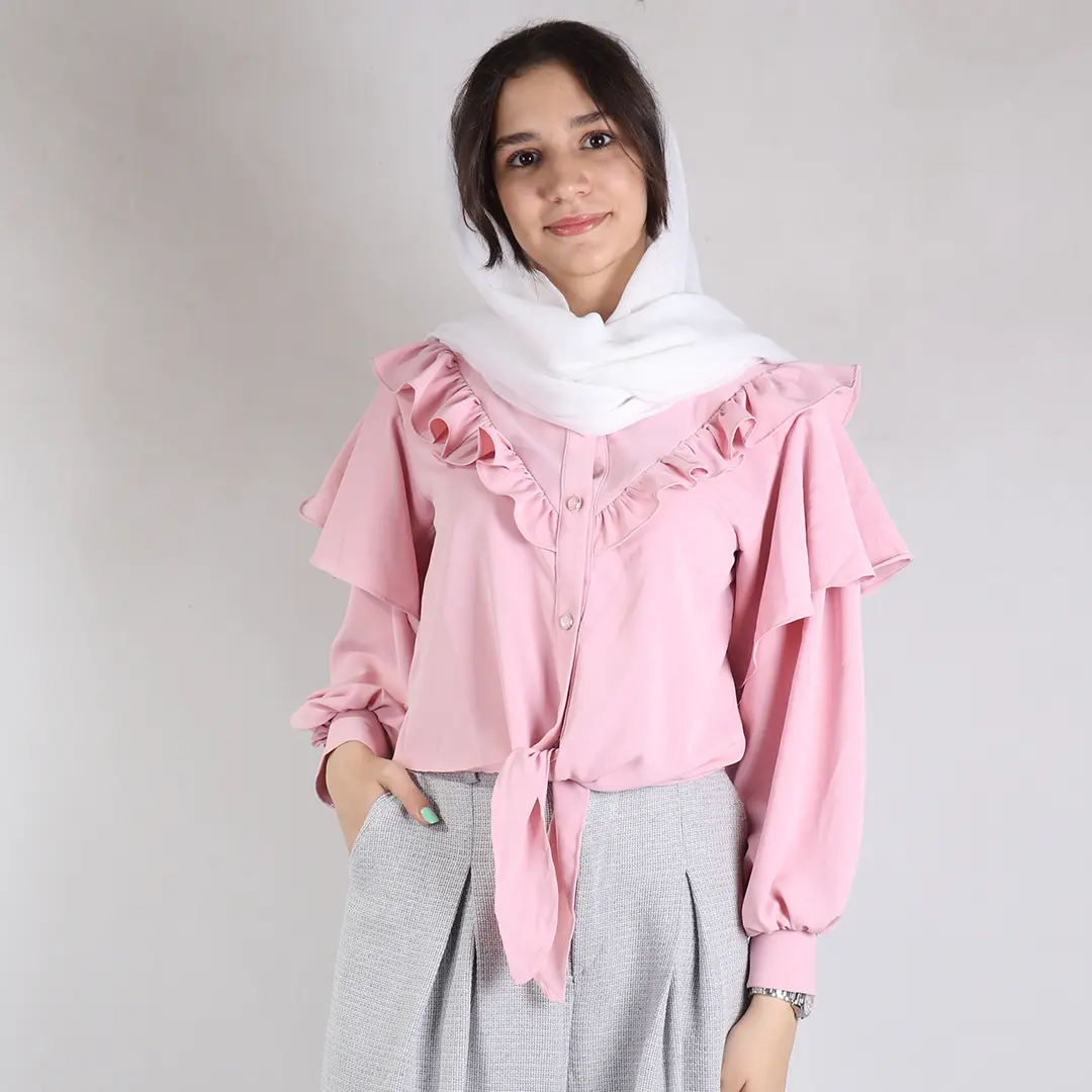 شومیز دخترانه صورتی جلوگره کد 2253